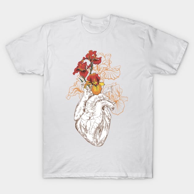 heart with flowers T-Shirt by Olga Berlet